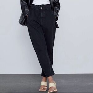 Zara Black Paperbag Waist Jeans